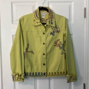 Coldwater Creek Lime Denim Jacket Sz M